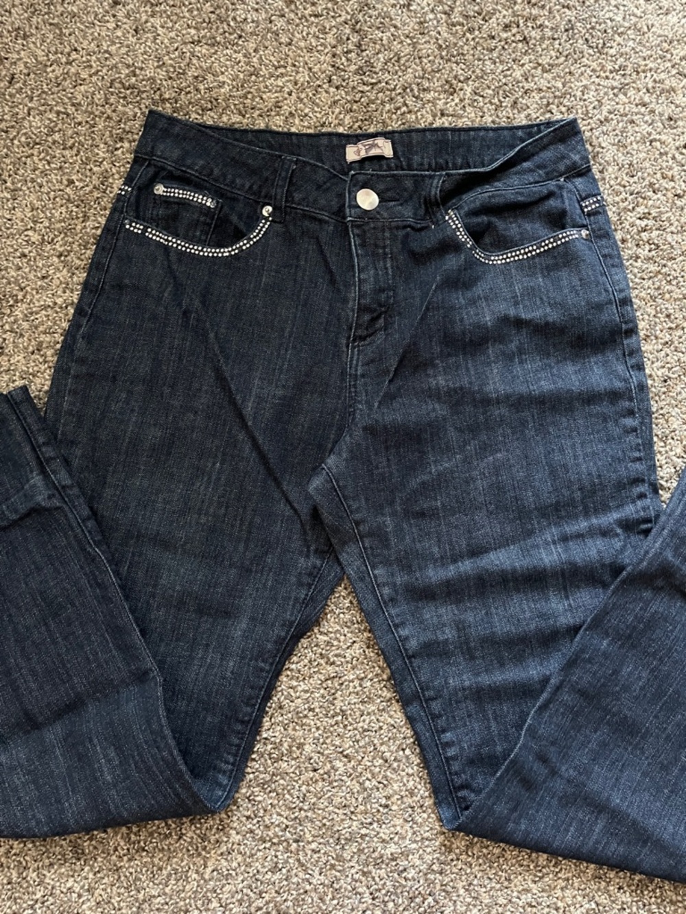 FYLO Dark Blue Jeans with Rhinestone Pockets